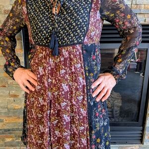 Sundance Multicolor Floral Long Sleeve Dress